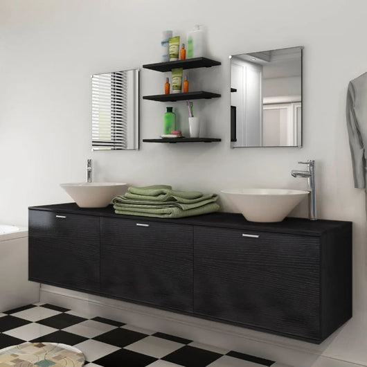 Set Mobili da Bagno con Lavabo 8 pz Nero 272233