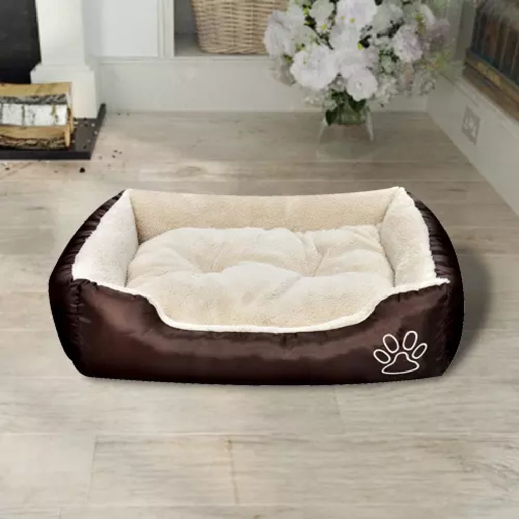 Letto per cani 110 cm marrone e beige 02_0001582