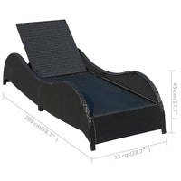 Lettino Prendisole con Cuscino in Polyrattan Nero cod mxl 27039