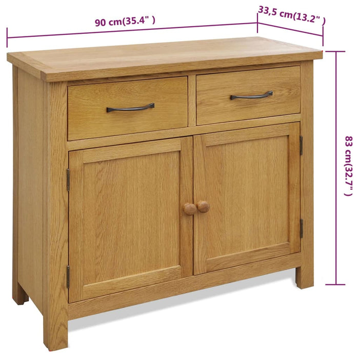Credenza 90x33,5x83 cm in Legno Massello di Rovere 242744