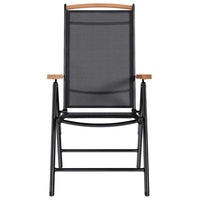 Sedie da Giardino Pieghevoli 2 pz in Alluminio e Textilene Nere