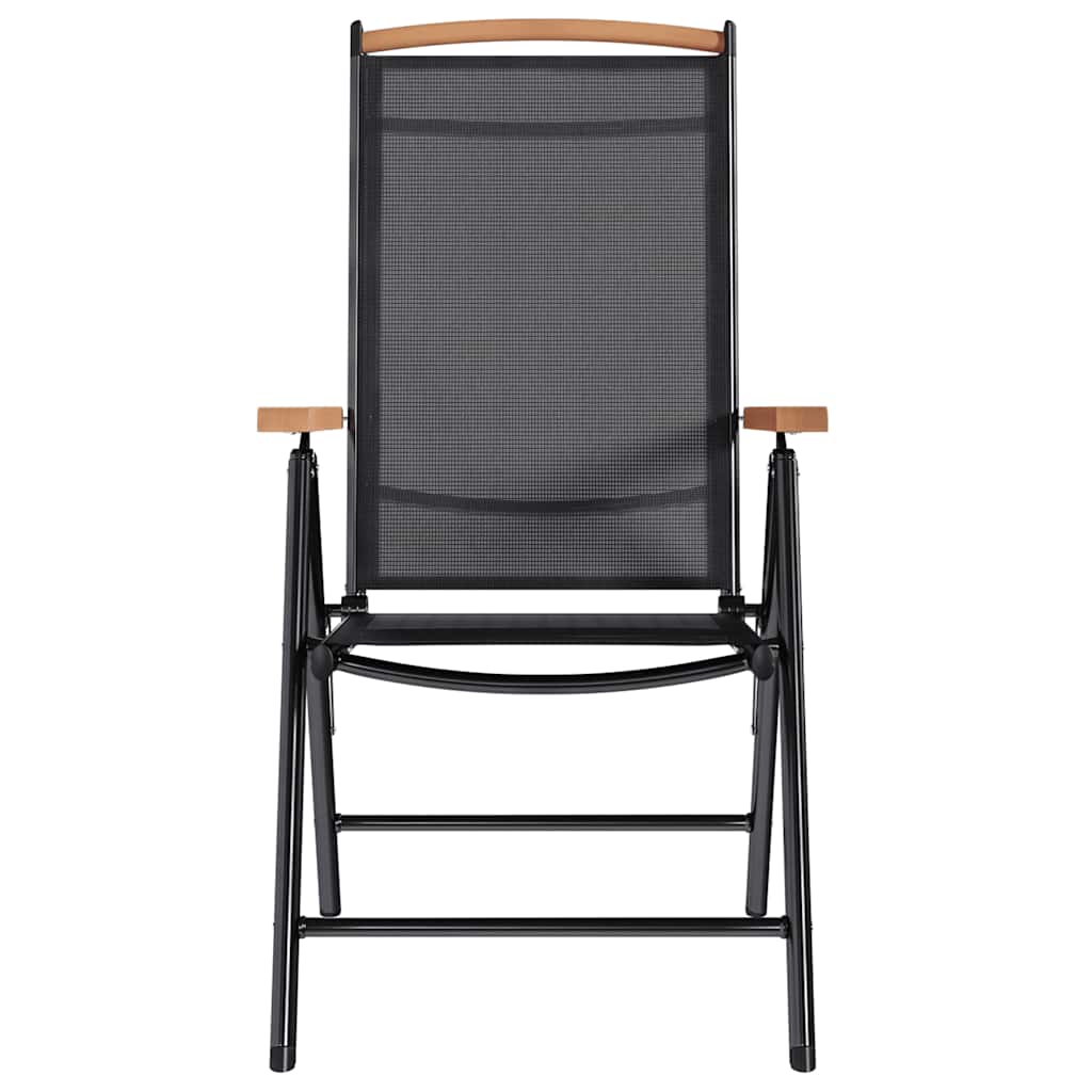 Sedie da Giardino Pieghevoli 2 pz in Alluminio e Textilene Nere 41732