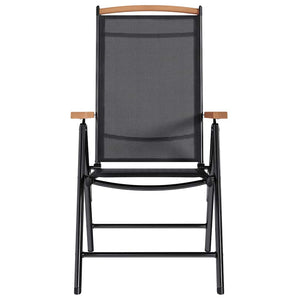 Sedie da Giardino Pieghevoli 2 pz in Alluminio e Textilene Nere 41732