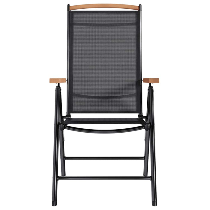 Sedie da Giardino Pieghevoli 2 pz in Alluminio e Textilene Nere 41732