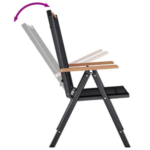 Sedie da Giardino Pieghevoli 4 pz in Alluminio e Textilene Nere 41733