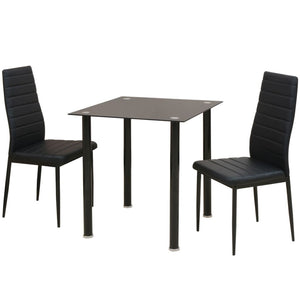 Set 3 pz Tavolo e Sedie da Pranzo Nero cod mxl 31334