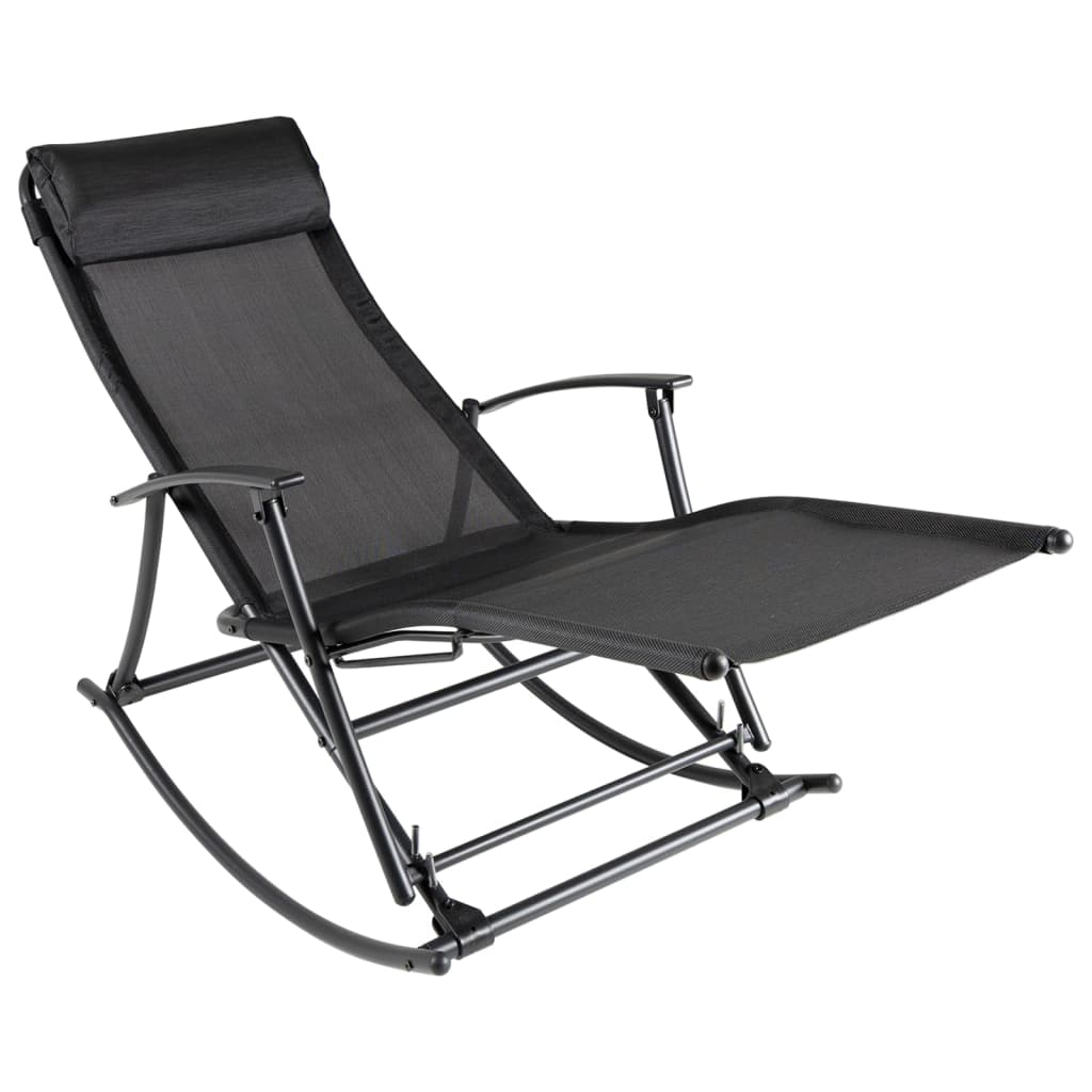 Sedia a Dondolo da Giardino in Acciaio e Textilene Nere cod mxl 18665