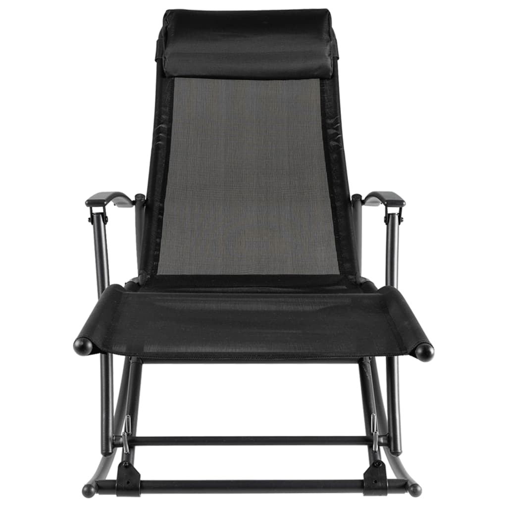 Sedia a Dondolo da Giardino in Acciaio e Textilene Nere cod mxl 18665