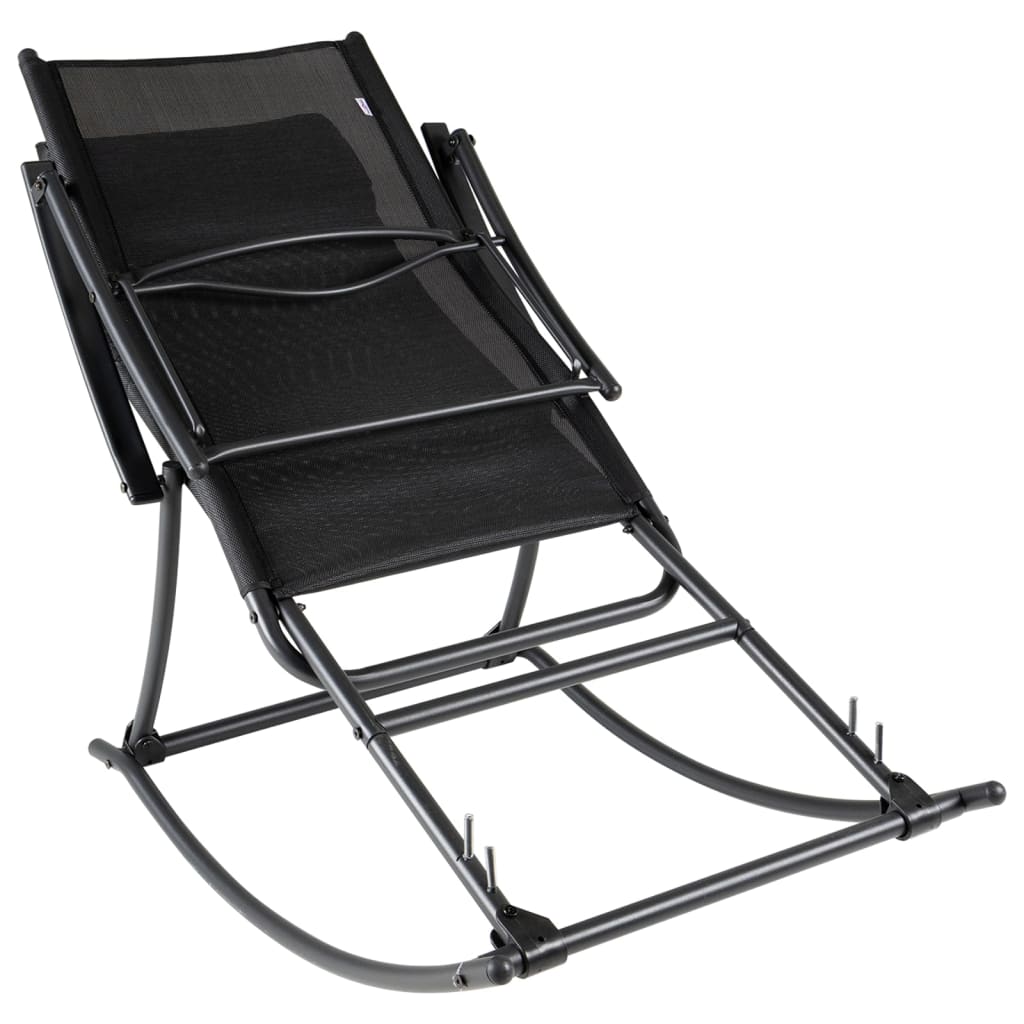 Sedia a Dondolo da Giardino in Acciaio e Textilene Nere cod mxl 18665