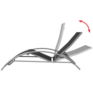 Lettino Prendisole in Alluminio Nero 42159