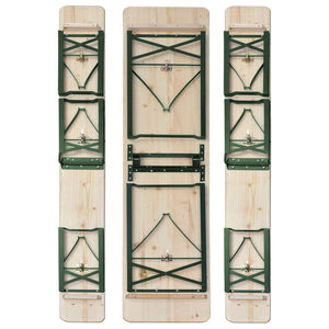 Tavolo da Birreria Pieghevole 2 Panche 220 cm Legno di Abete