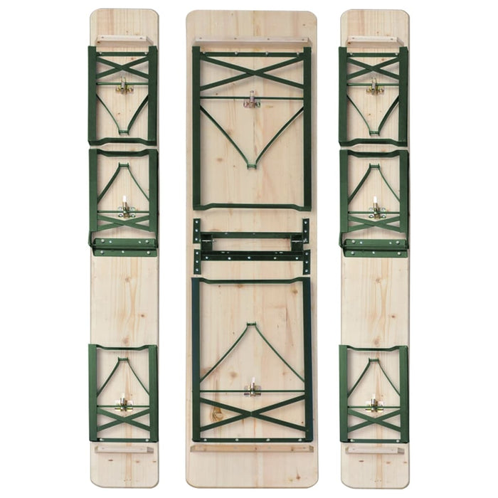 Tavolo da Birreria Pieghevole 2 Panche 220 cm Legno di Abete