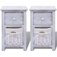 Comodino da Notte Set 2 pz in Legno Bianco 242867