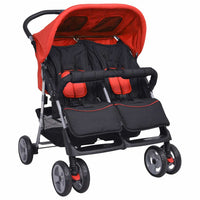 Passeggino Gemellare in Acciaio Rosso e Nerocod mxl 71844