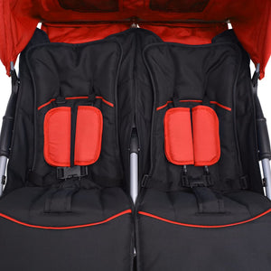 Passeggino Gemellare in Acciaio Rosso e Nero 10108