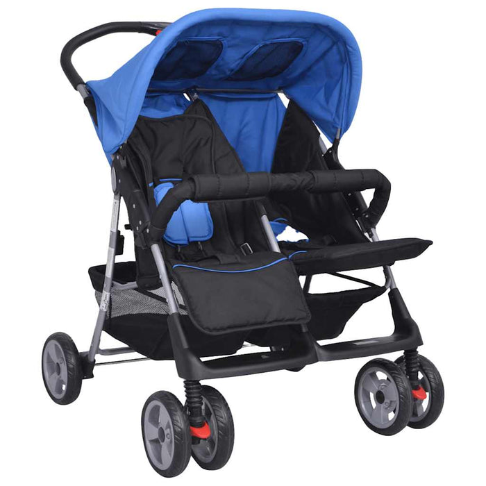 Passeggino Gemellare in Acciaio Blu e Nero cod mxl 69369