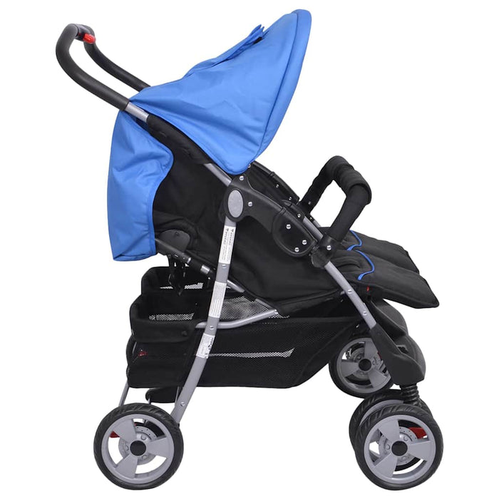 Passeggino Gemellare in Acciaio Blu e Nero 10109