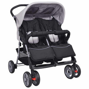 Passeggino Gemellare in Acciaio Grigio e Nero cod mxl 77826