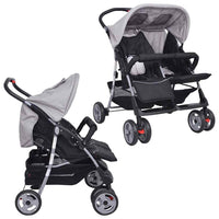 Passeggino Gemellare in Acciaio Grigio e Nero cod mxl 77826