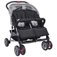 Passeggino Gemellare in Acciaio Grigio e Nero cod mxl 77826