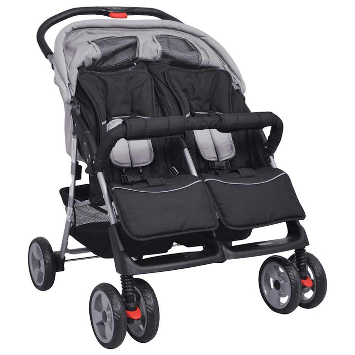 Passeggino Gemellare in Acciaio Grigio e Nero cod mxl 77826