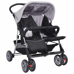 Passeggino Gemellare in Acciaio Grigio e Nero cod mxl 77826
