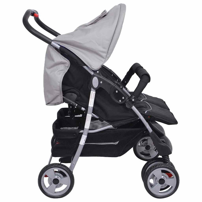 Passeggino Gemellare in Acciaio Grigio e Nero cod mxl 77826