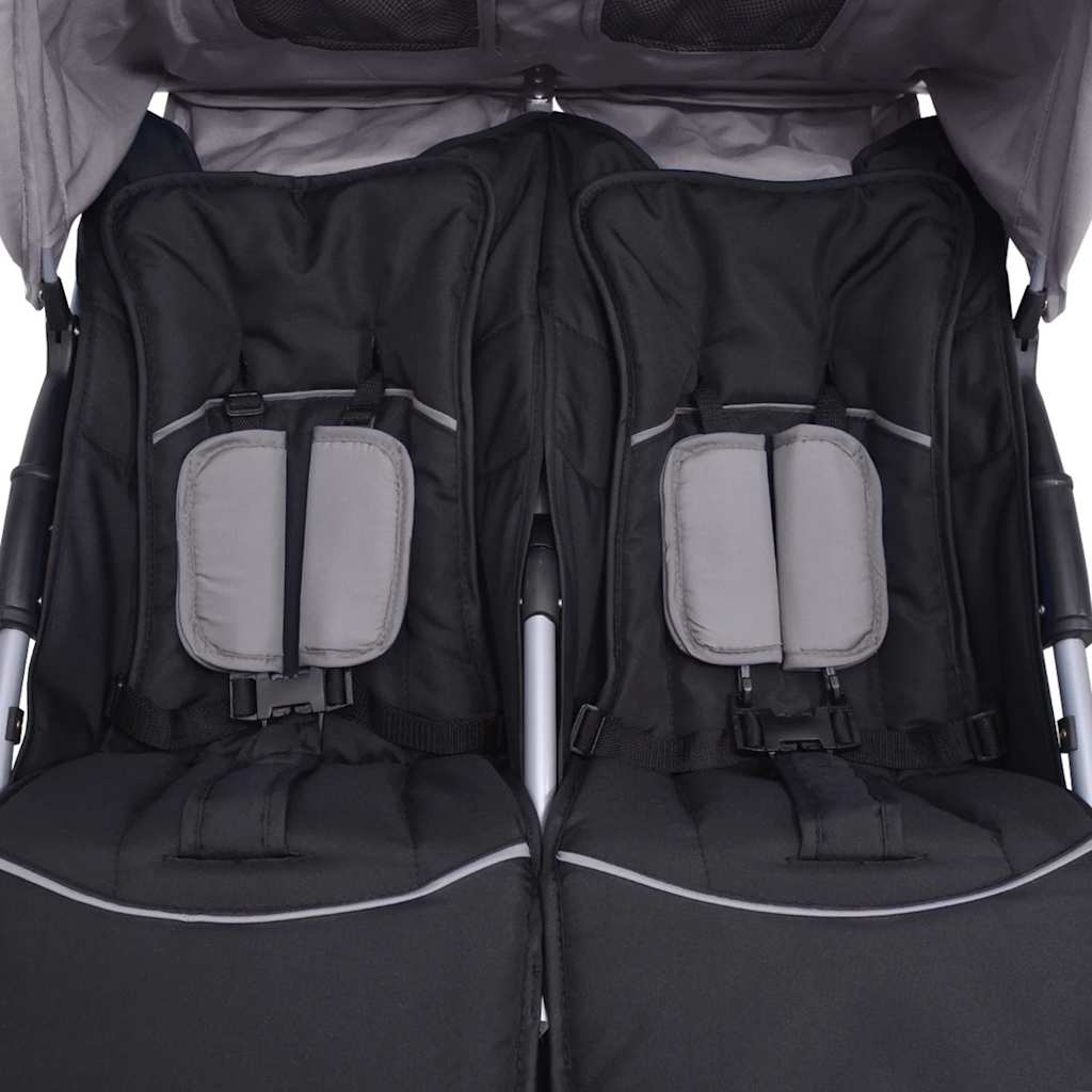 Passeggino Gemellare in Acciaio Grigio e Nero 10110