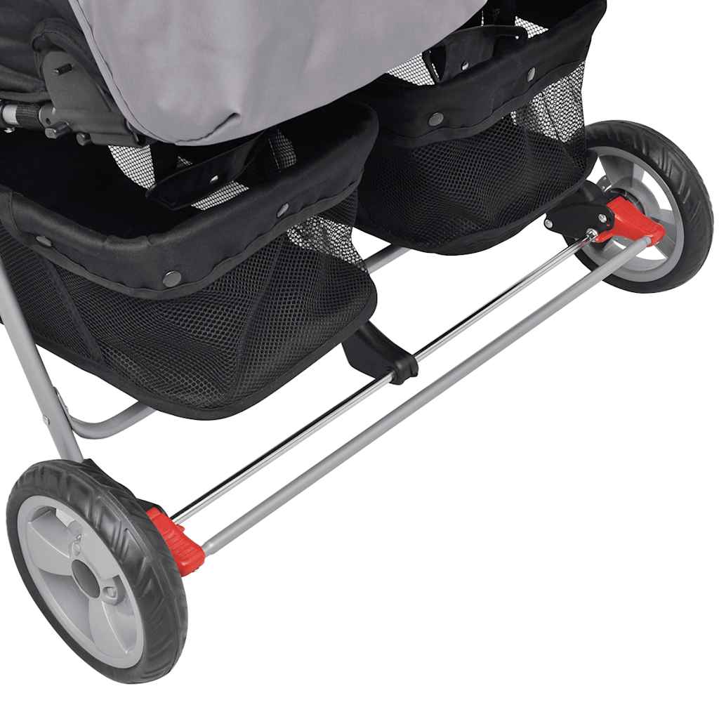 Passeggino Gemellare in Acciaio Grigio e Nero cod mxl 77826