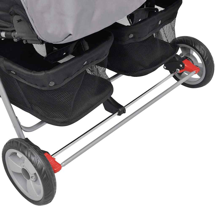 Passeggino Gemellare in Acciaio Grigio e Nero cod mxl 77826