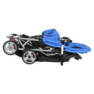 Passeggino Gemellare a Tandem in Acciaio Blu e Nero 10112