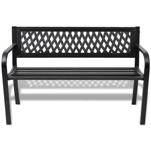 Panca da giardino mobili da giardino per esterni terrazza 118 x 50 x 75 cm acciaio nero 02_0011188