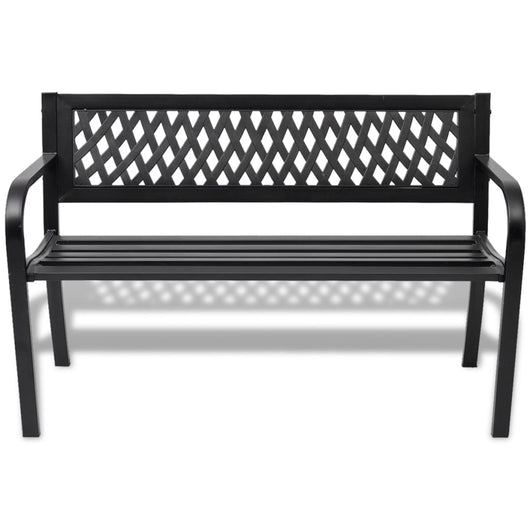 Panca da giardino mobili da giardino per esterni terrazza 118 x 50 x 75 cm acciaio nero 02_0011188