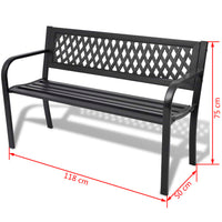 Panca da giardino mobili da giardino per esterni terrazza 118 x 50 x 75 cm acciaio nero 02_0011188