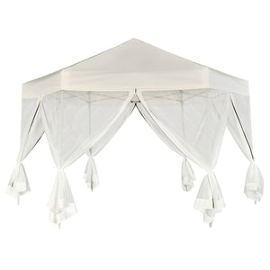 Gazebo Esagonale Pop-Up con 6 Pareti Bianco Crema 3,6x3,1 m 42109