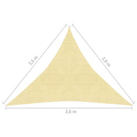 Tenda a vela triangolare per ombrellone in HDPE 3,6 x 3,6 x 3,6 m beige 02_0008593