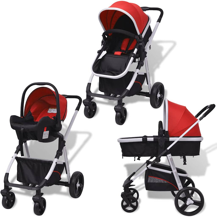 Passeggino 3 in 1 in Alluminio Rosso e Nero 10114