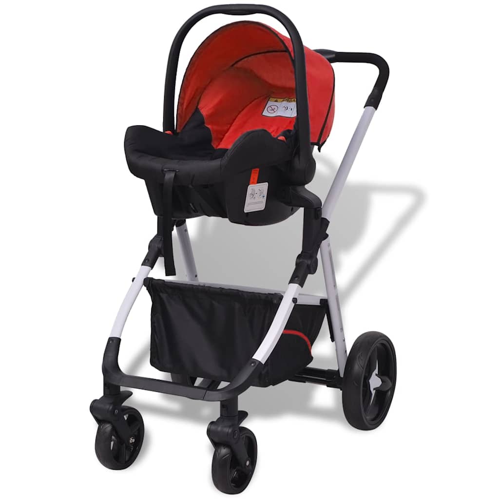 Passeggino 3 in 1 in Alluminio Rosso e Nero 10114