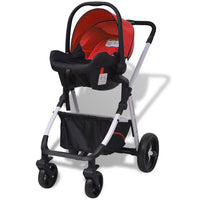 Passeggino 3 in 1 in Alluminio Rosso e Nero 10114
