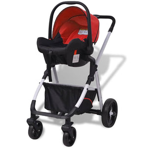 Passeggino 3 in 1 in Alluminio Rosso e Nero 10114