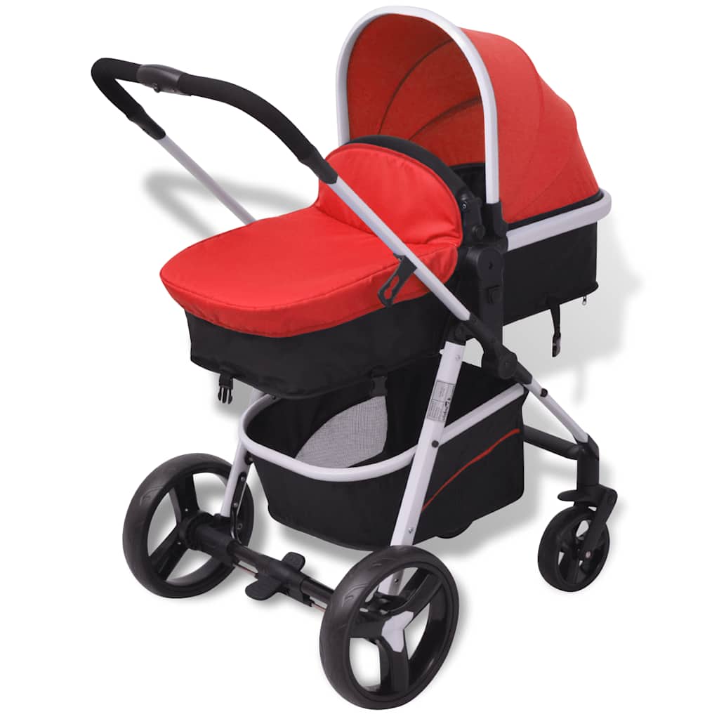 Passeggino 3 in 1 in Alluminio Rosso e Nero 10114