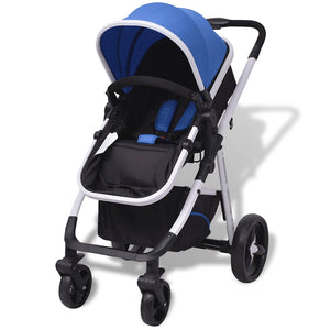 Passeggino 3 in 1 in Alluminio Blu e Nero 10115