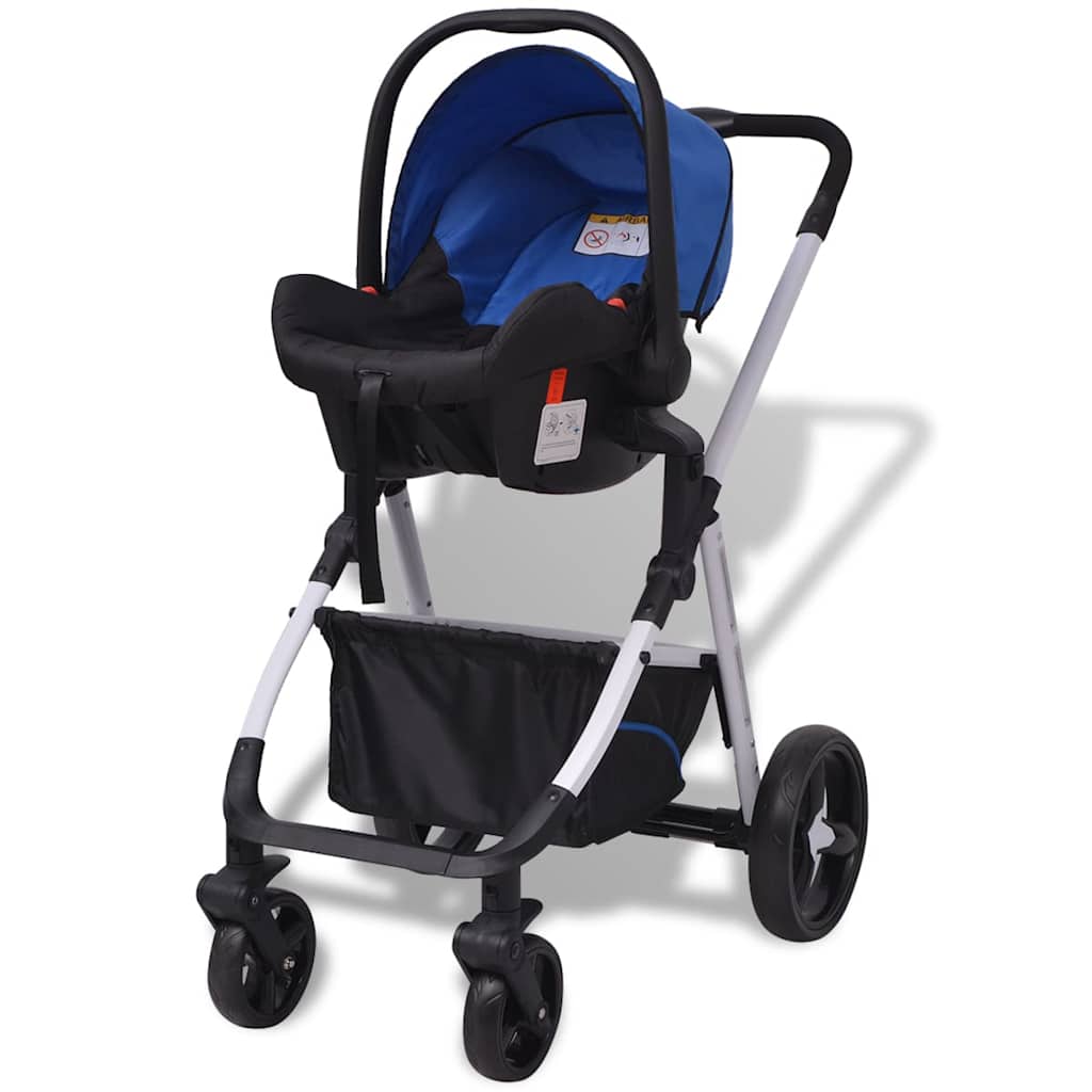 Passeggino 3 in 1 in Alluminio Blu e Nero 10115