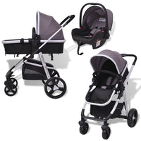 Passeggino 3 in 1 in Alluminio Grigio e Nero 10116