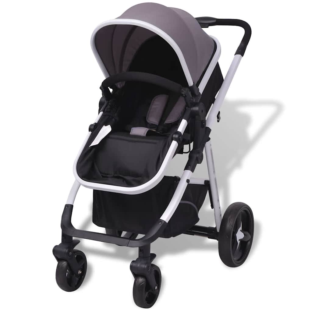 Passeggino 3 in 1 in Alluminio Grigio e Nero 10116