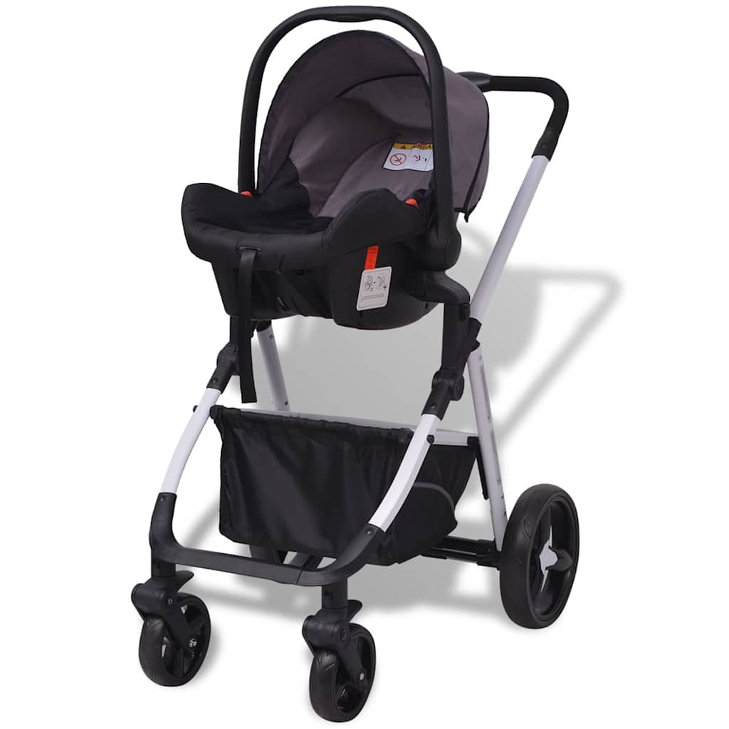 Passeggino 3 in 1 in Alluminio Grigio e Nero 10116