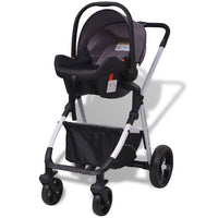 Passeggino 3 in 1 in Alluminio Grigio e Nero 10116
