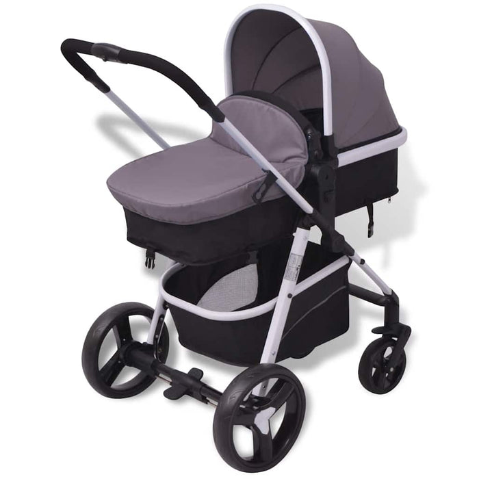 Passeggino 3 in 1 in Alluminio Grigio e Nero 10116