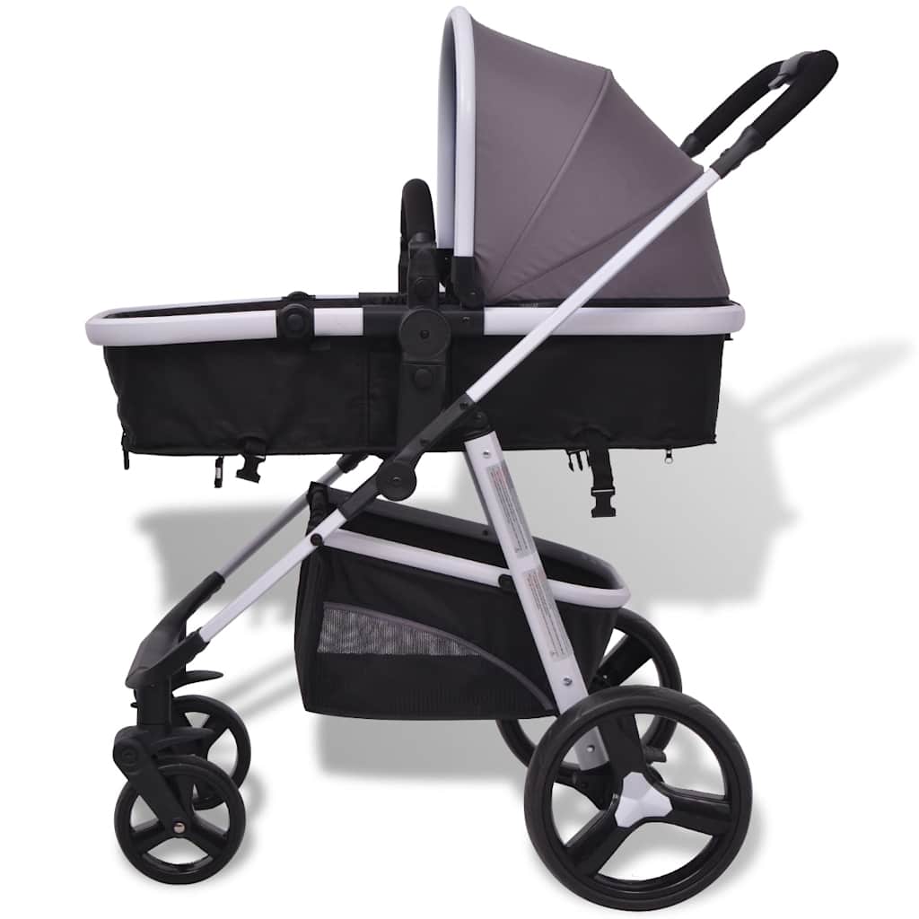 Passeggino 3 in 1 in Alluminio Grigio e Nero 10116