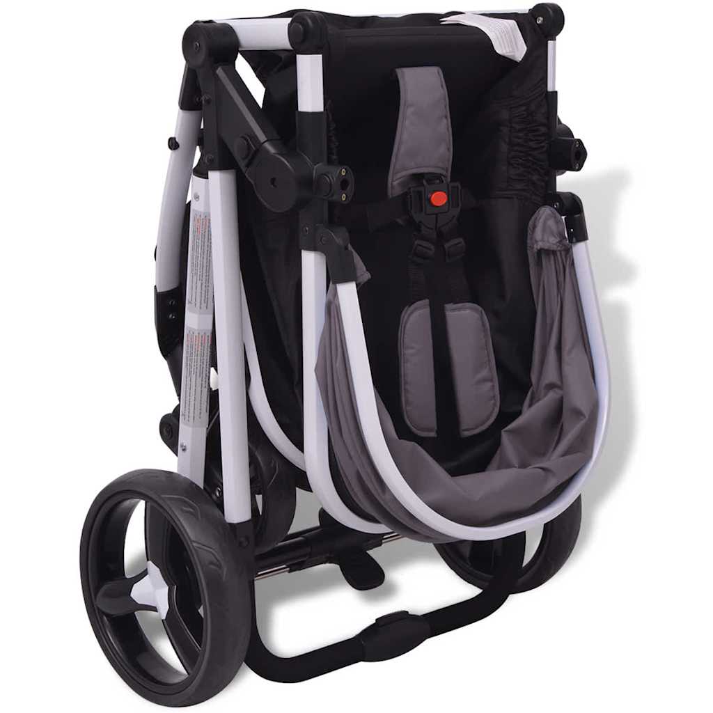 Passeggino 3 in 1 in Alluminio Grigio e Nero 10116